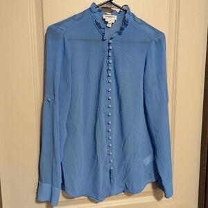 Express Blue Portofino Long Sleeve Blouse Size M